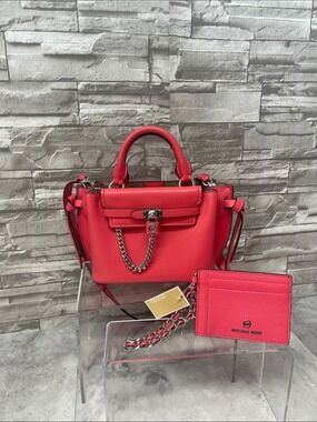 Michael Kors Small Legacy Hamilton  Satchel  & Matching Wallet Geranium Pink